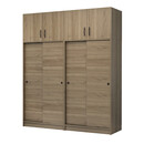 Ντουλάπα Ρούχων Regio Megapap Τετράφυλλη Συρόμενη με Πατάρι Χρώμα Καρυδί 200x60x240εκ.