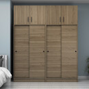 Ντουλάπα Ρούχων Regio Megapap Τετράφυλλη Συρόμενη με Πατάρι Χρώμα Καρυδί 200x60x240εκ.