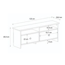 Έπιπλο Τηλεόρασης Gradias Megapap Χρώμα Λευκό - Sapphire oak 120x29,6x46,8εκ.