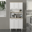 Έπιπλο Κουζίνας Potter 3 Megapap Χρώμα Λευκό - Rota oak 90x40x196,1εκ.