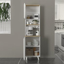 Έπιπλο Κουζίνας Potter 1 Megapap Χρώμα Λευκό - Rota oak 53,4x39,6x196,1εκ.