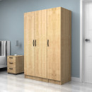 Ντουλάπα Ρούχων Vivian Megapap Τρίφυλλη Χρώμα Φυσικό Οξιάς 120x51,8x181εκ.