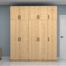 Ντουλάπα Ρούχων Vivian Megapap Πεντάφυλλη με Πατάρι Χρώμα Φυσικό Οξιάς 200x51,8x240εκ.