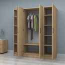 Ντουλάπα Ρούχων Vivian Megapap Τετράφυλλη Χρώμα Φυσικό Οξιάς 160x51,8x181εκ.