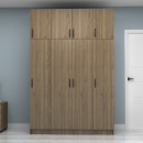 Ντουλάπα Ρούχων Vivian Megapap Τετράφυλλη με Πατάρι Χρώμα Καρυδί 160x51,8x240εκ.