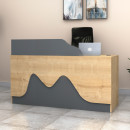 Γραφείο Υποδοχής - Reception Lione Megapap Χρώμα Φυσικό Οξιάς - Ανθρακί 160x60x100εκ.