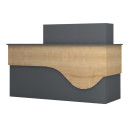 Γραφείο Υποδοχής - Reception Dustin Megapap Χρώμα Ανθρακί - Φυσικό Οξιάς 160x60x101,8εκ.