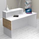 Γραφείο Υποδοχής - Reception Dustin Megapap Χρώμα Λευκό - Φυσικό Οξιάς 160x60x101,8εκ.