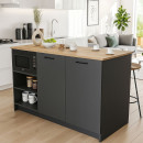 Τραπέζι - Πάγκος Κουζίνας Peres Megapap Χρώμα Ανθρακί - Sepet oak 150x70x91,8εκ.