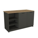 Τραπέζι - Πάγκος Κουζίνας Peres Megapap Χρώμα Ανθρακί - Sepet oak 150x70x91,8εκ.