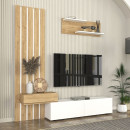 Σύνθεση Τηλεόρασης Rosaline Megapap Χρώμα Λευκό - Sepet oak 183x31,3x196,9εκ.