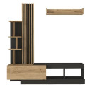 Σύνθεση Τηλεόρασης Vermont Megapap Χρώμα Ανθρακί - Sepet oak 180x40x193,8εκ.