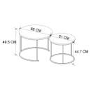 Τραπεζάκι Σαλονιού σετ 2 τμχ Hilal Megapap Χρώμα Pine oak Ø66x49,5εκ.