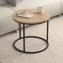 Τραπεζάκι Σαλονιού σετ 2 τμχ Hilal Megapap Χρώμα Sapphire oak Ø66x49,5εκ.