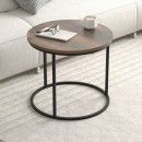 Τραπεζάκι Σαλονιού σετ 2 τμχ Hilal Megapap Χρώμα Καπνιστή Καρυδιά Ø66x49,5εκ.