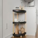 Ραφιέρα Δαπέδου Γωνιακή Πλαστική - Ξύλινη Χρώμα Φυσικό - Μαύρο 44x32x79εκ.