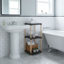 Ραφιέρα Δαπέδου Πλαστική - Ξύλινη Χρώμα Φυσικό - Μαύρο 28x25x72εκ.