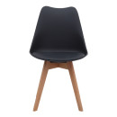 Καρέκλα Τραπεζαρίας Viva Megapap pp - pu Μαύρο - Ξύλινο Φυσικό Πόδι 48,5x54x80εκ.