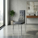 Καρέκλα Τραπεζαρίας Rosa Megapap Γκρι pu - Μεταλλικό Πόδι Χρωμίου 41x48x98εκ.