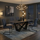 Καρέκλα Τραπεζαρίας Laura Megapap Ανθρακί Ύφασμα - Μεταλλική Μαύρη Βάση 42x58x98εκ.