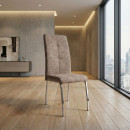 Καρέκλα Τραπεζαρίας Alma Megapap Μπεζ pu - Μεταλλικό Πόδι Χρωμίου 42x53x97εκ.