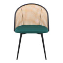 Καρέκλα Τραπεζαρίας Jacob Megapap pe Rattan - Κυπαρισσί Βελούδο - Μεταλλικό Μαύρο Πόδι 52x50x77εκ.