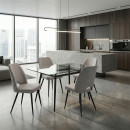 Καρέκλα Τραπεζαρίας Christy Megapap Μπεζ Ύφασμα - Μεταλλικό Μαύρο Πόδι 47x59x90εκ.