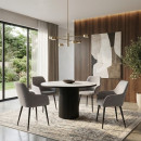 Πολυθρόνα Τραπεζαρίας Monica Megapap Μπεζ Ύφασμα - Μεταλλικό Μαύρο Πόδι 54x57x84εκ.