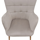 Πολυθρόνα - Μπερζέρα με Υποπόδιο Lily Megapap Μπεζ Βελούδο - Μεταλλικό Πόδι Χρώμα Φυσικό 70x62x98εκ.