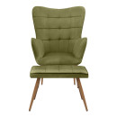 Πολυθρόνα - Μπερζέρα με Υποπόδιο Lily Megapap Λαδί Βελούδο - Μεταλλικό Πόδι Χρώμα Φυσικό 70x62x98εκ.