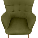 Πολυθρόνα - Μπερζέρα με Υποπόδιο Lily Megapap Λαδί Βελούδο - Μεταλλικό Πόδι Χρώμα Φυσικό 70x62x98εκ.