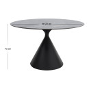 Τραπέζι Logan Megapap Sintered Stone - Μέταλλο Χρώμα Γκρι εφέ Μαρμάρου - Μαύρο Ø120x72εκ.