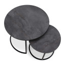 Τραπεζάκι Σαλονιού σετ 2 τμχ Gary Megapap mdf - Μεταλλικό Χρώμα Σκούρο Γκρι Σκυροδέματος 65x65x44εκ.