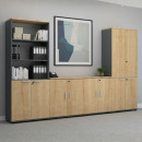 Ντουλάπι Γραφείου Επαγγελματικό Venturo Megapap Χρώμα Ανθρακί - Φυσικό Οξιάς 80x40x80εκ.