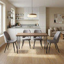 Σετ Τραπεζαρία 5τμχ Roger - Christy Megapap mdf - Ύφασμα Χρώμα Ακακίας - Ανοιχτό Μπεζ 120x70x75εκ.