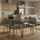 Σετ Τραπεζαρία 5τμχ Roger - Kevin Megapap mdf - Ύφασμα Χρώμα Σκούρο Γκρι Σκυροδέματος - Λαδί 120x70x75εκ.