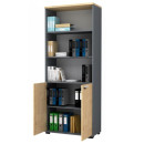 Βιβλιοθήκη Γραφείου Επαγγελματική Venturo Megapap Χρώμα Ανθρακί - Φυσικό Οξιάς 80x40x200εκ.