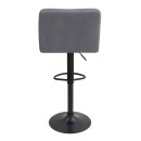 Σκαμπό Μπαρ Carmelo Megapap με Ρυθμιζόμενο Ύψος Βελούδο Γκρι - Βάση Μαύρο ματ 45x42x90/113εκ.