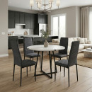 Σετ Τραπεζαρία 5τμχ Rubes - Rosa Megapap Χρώμα Λευκό - Γκρι Ø100x78εκ.