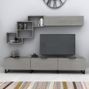 Σύνθεση Τηλεόρασης Heydar Megapap Χρώμα Γκρι Σκυροδέματος 210x35x40εκ.