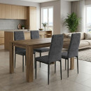 Σετ Τραπεζαρία 5τμχ Darlen - Rosa Megapap Χρώμα Καρυδί - Γκρι 125x72x74εκ.