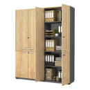 Ντουλάπα Γραφείου Επαγγελματική Venturo Megapap Χρώμα Ανθρακί - Φυσικό Οξιάς 160x40x200εκ.