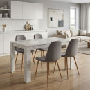 Σετ Τραπεζαρία 5τμχ Darlen - Iris Megapap Χρώμα Λευκό εφέ Μαρμάρου - Ανοιχτό Μπεζ/φυσικό Πόδι 125x72x74εκ.