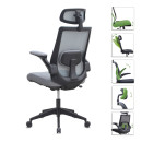 Καρέκλα Γραφείου Διευθυντική Belora Megapap με Ύφασμα Mesh Χρώμα Γκρι 63,5x62x117/127εκ.