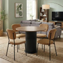 Σετ Τραπεζαρία 5τμχ Bohema - Kevin Megapap Χρώμα Μαύρο/sepet oak - Μουσταρδί Ø90x77,7εκ.