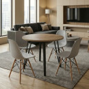 Σετ Τραπεζαρία 5τμχ Xana - Nova Megapap Χρώμα Sepet oak - Γκρι Ø90x77,7εκ.