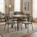 Σετ Τραπεζαρία 5τμχ Xana - Kevin Megapap Χρώμα Sepet oak - Λαδί Ø90x77,5εκ.