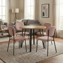 Σετ Τραπεζαρία 5τμχ Xana - Kevin Megapap Χρώμα Sepet oak - Μόκα Ø90x77,5εκ.