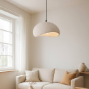 Φωτιστικό Οροφής Riven Megapap e27 Polyester Μονόφωτο Χρώμα Κρεμ Ø35x80εκ.