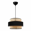 Φωτιστικό Οροφής Orvia Megapap e27 Ρατάν Μονόφωτο Χρώμα Φυσικό - Μαύρο Ø30x70εκ.